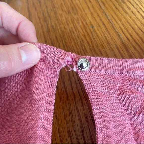 WHITE HOUSE BLACK MARKET WHBM Woven Short Sleeve Top Pink Mixed Media Knit Work - Picture 14 of 14